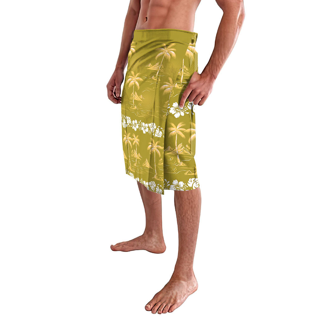 Yellow Hawaii Palm Tree Hibiscus Lavalava Fantasy Summer Vibe