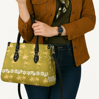 Yellow Hawaii Palm Tree Hibiscus Leather Bag Fantasy Summer Vibe