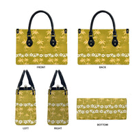 Yellow Hawaii Palm Tree Hibiscus Leather Bag Fantasy Summer Vibe
