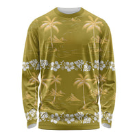 Yellow Hawaii Palm Tree Hibiscus Long Sleeve Shirt Fantasy Summer Vibe