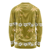 Yellow Hawaii Palm Tree Hibiscus Long Sleeve Shirt Fantasy Summer Vibe
