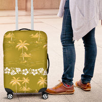 Yellow Hawaii Palm Tree Hibiscus Luggage Cover Fantasy Summer Vibe