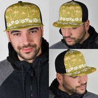 Yellow Hawaii Palm Tree Hibiscus Mesh Trucker Cap Fantasy Summer Vibe