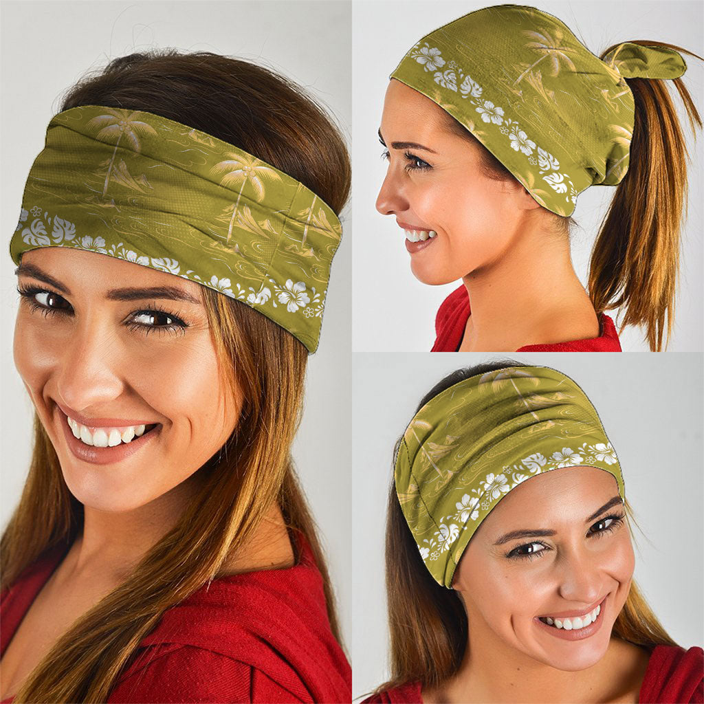 Yellow Hawaii Palm Tree Hibiscus Neck Gaiter Fantasy Summer Vibe