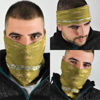 Yellow Hawaii Palm Tree Hibiscus Neck Gaiter Fantasy Summer Vibe