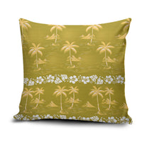Yellow Hawaii Palm Tree Hibiscus Pillow Cover Fantasy Summer Vibe