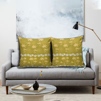 Yellow Hawaii Palm Tree Hibiscus Pillow Cover Fantasy Summer Vibe