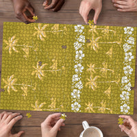 Yellow Hawaii Palm Tree Hibiscus Puzzle Fantasy Summer Vibe