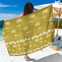 Yellow Hawaii Palm Tree Hibiscus Sarong Fantasy Summer Vibe