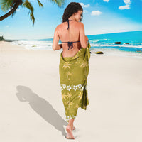 Yellow Hawaii Palm Tree Hibiscus Sarong Fantasy Summer Vibe