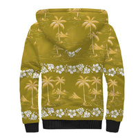 Yellow Hawaii Palm Tree Hibiscus Sherpa Hoodie Fantasy Summer Vibe