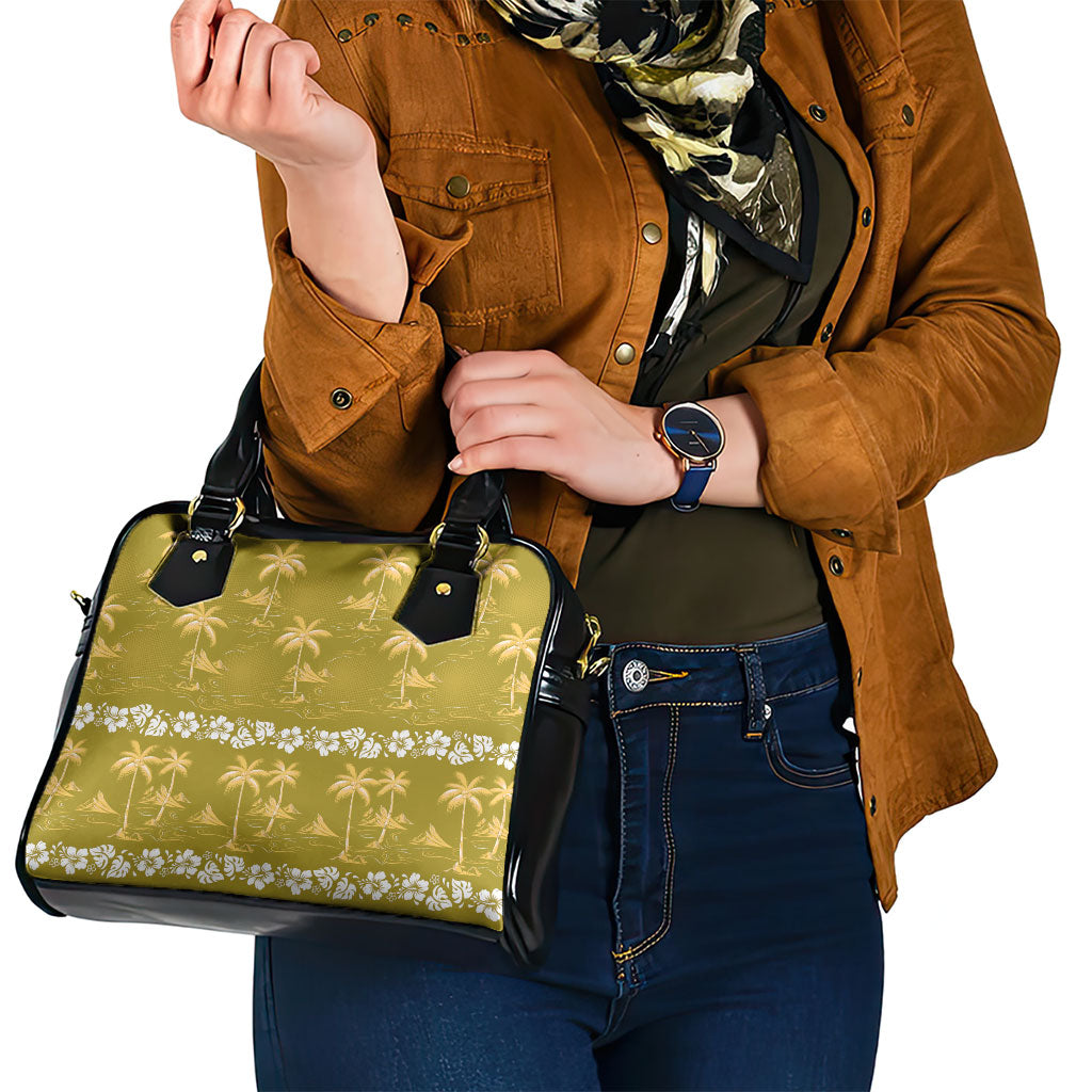 Yellow Hawaii Palm Tree Hibiscus Shoulder Handbag Fantasy Summer Vibe