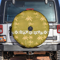 Yellow Hawaii Palm Tree Hibiscus Spare Tire Cover Fantasy Summer Vibe