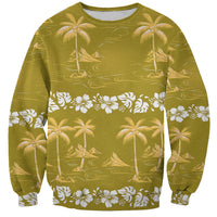 Yellow Hawaii Palm Tree Hibiscus Sweatshirt Fantasy Summer Vibe