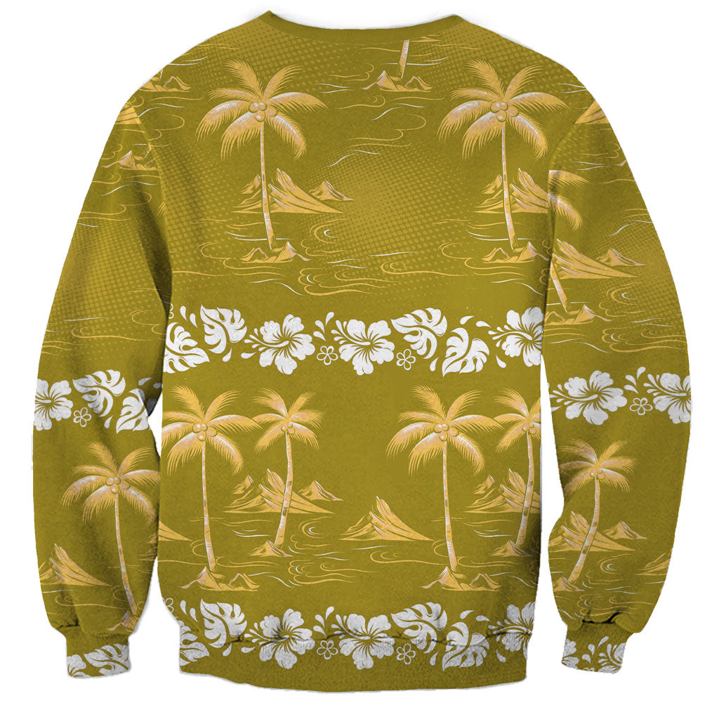 Yellow Hawaii Palm Tree Hibiscus Sweatshirt Fantasy Summer Vibe