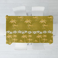 Yellow Hawaii Palm Tree Hibiscus Tablecloth Fantasy Summer Vibe