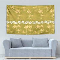 Yellow Hawaii Palm Tree Hibiscus Tapestry Fantasy Summer Vibe