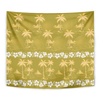 Yellow Hawaii Palm Tree Hibiscus Tapestry Fantasy Summer Vibe