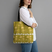 Yellow Hawaii Palm Tree Hibiscus Tote Bag Fantasy Summer Vibe