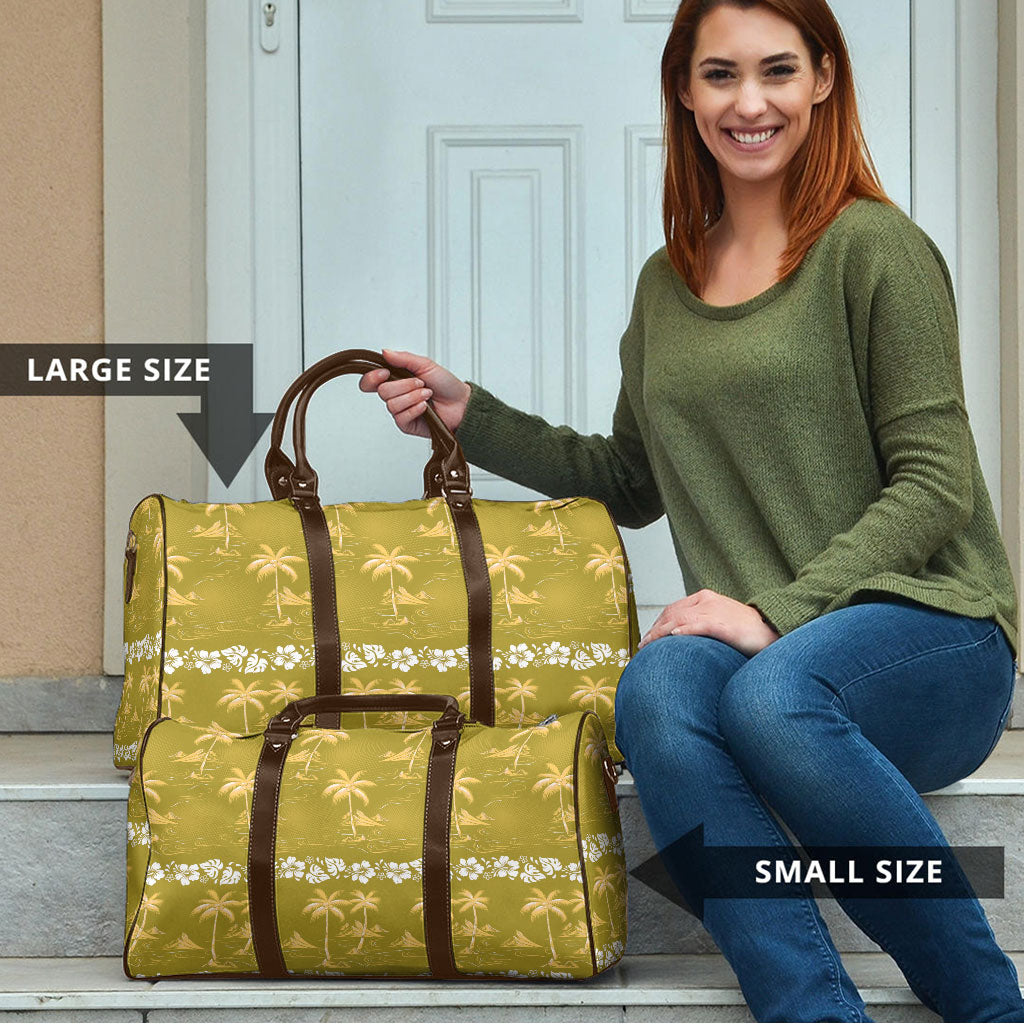 Yellow Hawaii Palm Tree Hibiscus Travel Bag Fantasy Summer Vibe