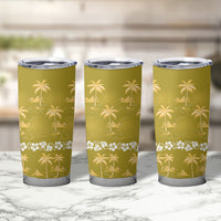 Yellow Hawaii Palm Tree Hibiscus Tumbler Cup Fantasy Summer Vibe