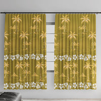 Yellow Hawaii Palm Tree Hibiscus Window Curtain Fantasy Summer Vibe