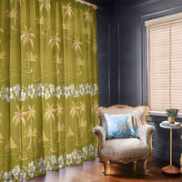 Yellow Hawaii Palm Tree Hibiscus Window Curtain Fantasy Summer Vibe