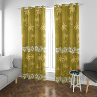 Yellow Hawaii Palm Tree Hibiscus Window Curtain Fantasy Summer Vibe