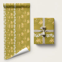 Yellow Hawaii Palm Tree Hibiscus Wrapping Paper Fantasy Summer Vibe