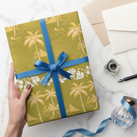 Yellow Hawaii Palm Tree Hibiscus Wrapping Paper Fantasy Summer Vibe