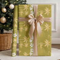 Yellow Hawaii Palm Tree Hibiscus Wrapping Paper Fantasy Summer Vibe