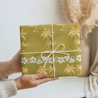 Yellow Hawaii Palm Tree Hibiscus Wrapping Paper Fantasy Summer Vibe