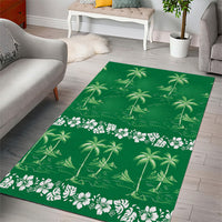 Green Hawaii Palm Tree Hibiscus Area Rug Fantasy Summer Vibe