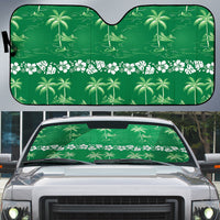 Green Hawaii Palm Tree Hibiscus Auto Sun Shade Fantasy Summer Vibe