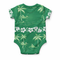 Green Hawaii Palm Tree Hibiscus Baby Onesie Fantasy Summer Vibe