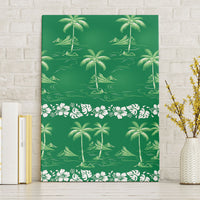 Green Hawaii Palm Tree Hibiscus Canvas Wall Art Fantasy Summer Vibe