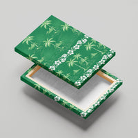 Green Hawaii Palm Tree Hibiscus Canvas Wall Art Fantasy Summer Vibe