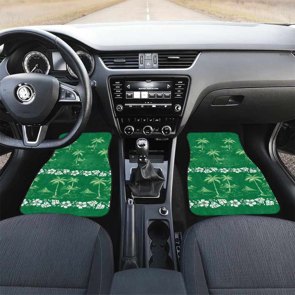 Green Hawaii Palm Tree Hibiscus Car Mats Fantasy Summer Vibe