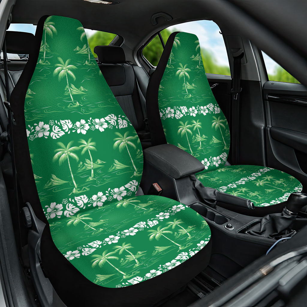 Green Hawaii Palm Tree Hibiscus Car Seat Cover Fantasy Summer Vibe LT01 One Size Green - Polynesian Pride