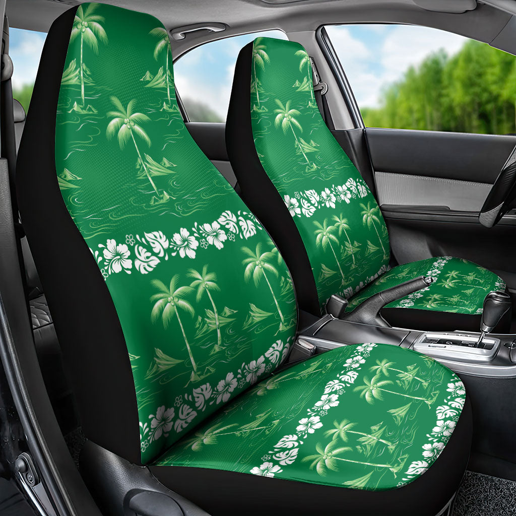 Green Hawaii Palm Tree Hibiscus Car Seat Cover Fantasy Summer Vibe