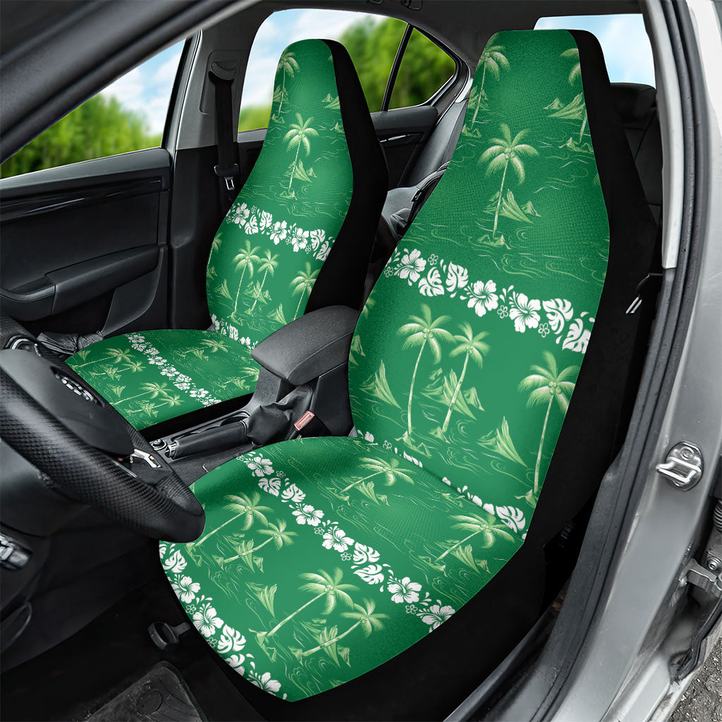 Green Hawaii Palm Tree Hibiscus Car Seat Cover Fantasy Summer Vibe