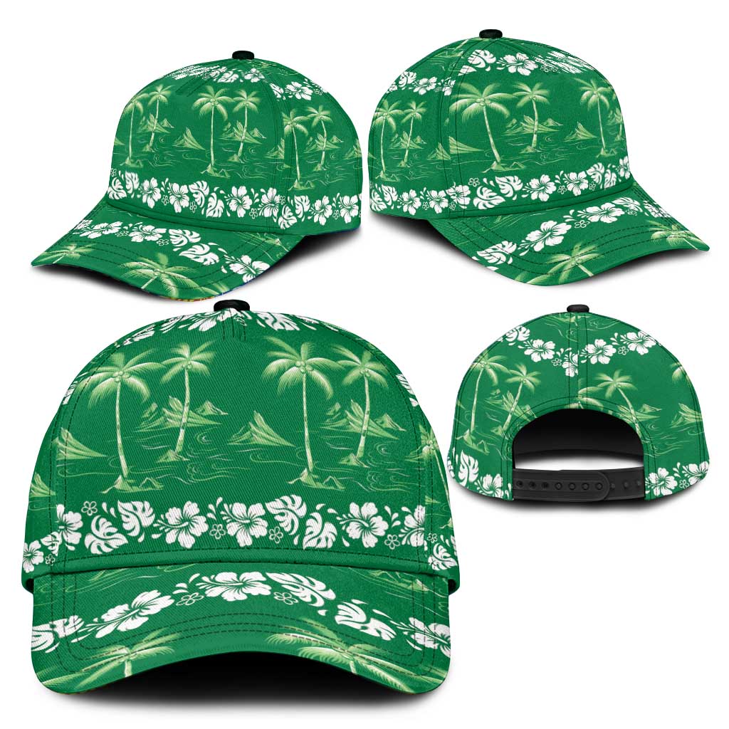 Green Hawaii Palm Tree Hibiscus Classic Cap Fantasy Summer Vibe