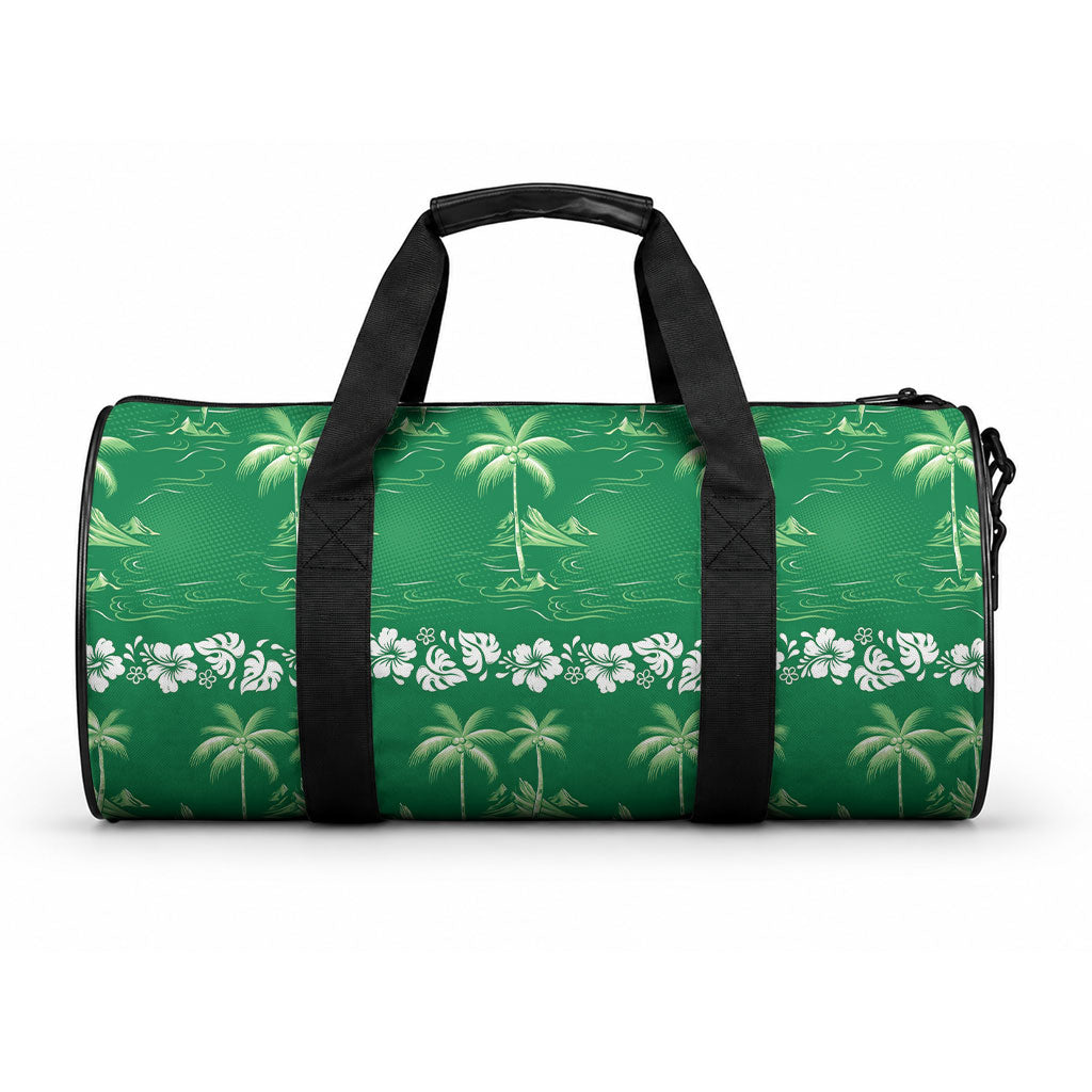 Green Hawaii Palm Tree Hibiscus Duffle Bag Fantasy Summer Vibe
