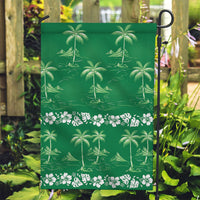 Green Hawaii Palm Tree Hibiscus Garden Flag Fantasy Summer Vibe