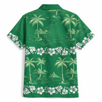 Green Hawaii Palm Tree Hibiscus Hawaiian Shirt Fantasy Summer Vibe