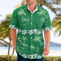 Green Hawaii Palm Tree Hibiscus Hawaiian Shirt Fantasy Summer Vibe