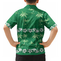 Green Hawaii Palm Tree Hibiscus Hawaiian Shirt Fantasy Summer Vibe