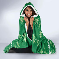 Green Hawaii Palm Tree Hibiscus Hooded Blanket Fantasy Summer Vibe