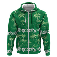 Green Hawaii Palm Tree Hibiscus Hoodie Fantasy Summer Vibe