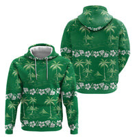 Green Hawaii Palm Tree Hibiscus Hoodie Fantasy Summer Vibe